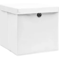 vidaXL Förvaringslådor För Hemmet-Förvaringslådor med lock 4 st 28x28x28 cm vit
