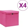 vidaXL Förvaringslådor För Hemmet-Förvaringslådor med lock 4 st 28x28x28 cm rosa