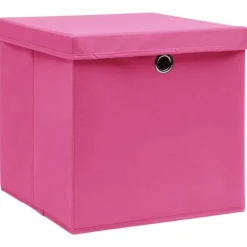 vidaXL Förvaringslådor För Hemmet-Förvaringslådor med lock 4 st 28x28x28 cm rosa
