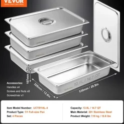 Matuppvärmare-Fullstorlek Ångpannor, 4-pack, Hållbart Rostfritt Stål,4 paket