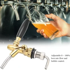 Ölkranar-G5/8 Kromplätering Rostfritt Stål Justerbar Öltappkran för Hembar (Guld)