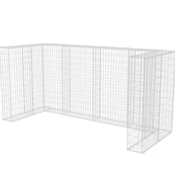 vidaXL Gabionkorg med skydd för 3 soptunnor stål 250x100x120 cm