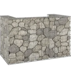 vidaXL Gabionmur för soptunnor galvaniserat stål 180x100x110 cm