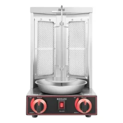 Gas Kebab Grill, Vertikal Fristående Design, 2 Brännarsystem,Silver