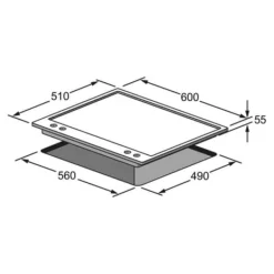Spishällar-Gaskokplatta - Inox - 60cm - 4 brännare - Turbo brännare 3,8kW - Ergonomisk