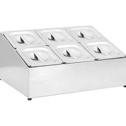 vidaXL Tillbehör För Matservering-Gastronorm Beholder - - GN 1/6 - Rostfritt Stål - 6 Kistor - Lock Ingår