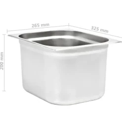 Tillbehör För Matservering-Gastronormkantiner 2 st GN 1/2 - Staplingsbar rostfritt stål | Färg: Silver | Storlek: 200 mm