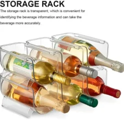 Genomskinliga Vinflaskhållare Stapelbara Plast Vinställ Hållare För Köksbänkskivor Skafferi Kylskåp