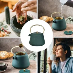 Kaffe- & Tekannor-Gjutjärnstekanna, kaffebryggare, 1,0L, KINGHOFF KH-1933