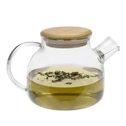 Kaffe- & Tekannor-Glas- och bambuteekanna - 1 L