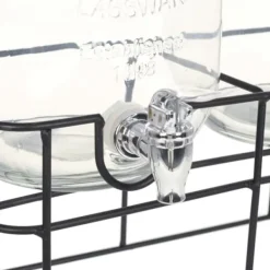Glasbehållare med stativ 2-pack - Vintage dryckesdispenser | Volym: 2 x 4 L | Färg: Transparent