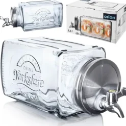 Dryckesautomater-Glasburk för drycker med kran, horisontell dispenser för kylskåp, 3,5L, ORION 143792