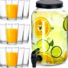 Dryckesautomater-Glasburk med kran 3,2 l + 12 glas 200 ml