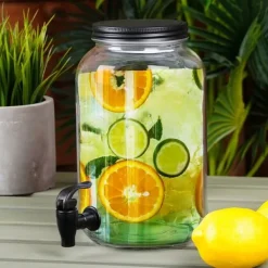 Dryckesautomater-Glasburk med kran 3,2 l + 12 glas 200 ml