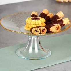 Glasfat på guldfot, 21 cm