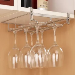 Vinglashängen-Glashängare i rostfritt stål för hyllmontering – 2 rader
