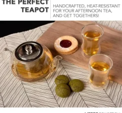 Glaskanna för spishäll för teälskare - 1000 ml med teinfuser för att se te och blommor blomma