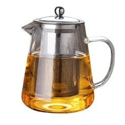 Glastekanna med avtagbart filter i rostfritt stål Tebryggare Blommande och lösa teblad