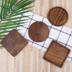 Glasunderlägg-Glasunderlägg, Mörkt Trä - Fyrkant - Nr. 3