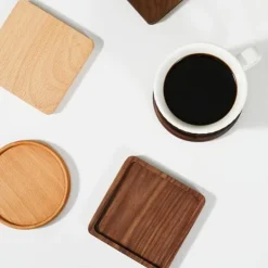 Glasunderlägg-Glasunderlägg, Mörkt Trä - Fyrkant - Nr. 3