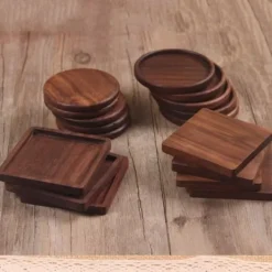 Glasunderlägg-Glasunderlägg, Mörkt Trä - Rund - Nr. 1