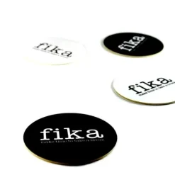 Glasunderlägg-Glasunderlägg 4-pack "Fika" svart och vit