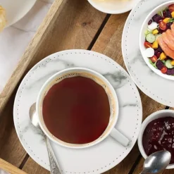 Glasunderlägg 6-pack PU-läder Marmor Vit