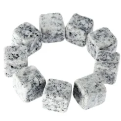 GL12608-Set med 9 bitar av granit whiskysten. Glaciärblockkuber. naturlig bulk kylare för köksredskap