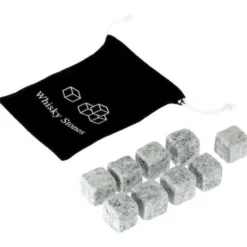 GL11459-Set med 9 bitar av granit whiskysten. Glaciärblockkuber. naturlig bulk kylare för köksredskap