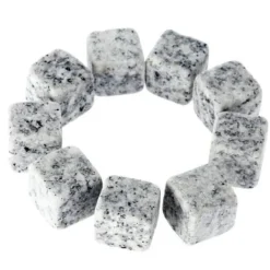 GL11459-Set med 9 bitar av granit whiskysten. Glaciärblockkuber. naturlig bulk kylare för köksredskap