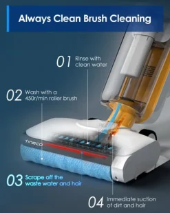 Golv- & Mattrengöring-Golvstädare, 200W effekt, 24V spänning, 0,6-1L dammförvaring, 3-4 driftslägen, Våt- och torrstädning