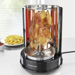 GourmetMaxx 05914 Kebabgrill Stativ med steknål Svart, Rostfritt stål