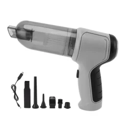 Grå sladdlös bildammsugare Handhållen Kraftfull hemdammsugare för dubbla ändamål Sladdlös handdammsugare