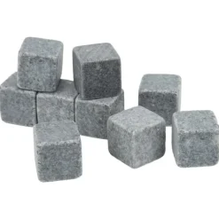 Whiskystenar-Granit Whiskey Stones Set för whisky, gin, vin, vodka - 2 cm iskuber med flanellpåse