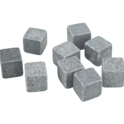 Whiskystenar-Granit Whiskey Stones Set för whisky, gin, vin, vodka - 2 cm iskuber med flanellpåse