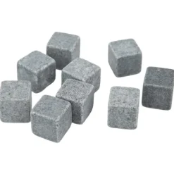 Whiskystenar-Granit Whiskey Stones Set för whisky, gin, vin, vodka - 2 cm iskuber med flanellpåse