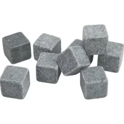 Whiskystenar-Granit Whiskey Stones Set för whisky, gin, vin, vodka - 2 cm iskuber med flanellpåse