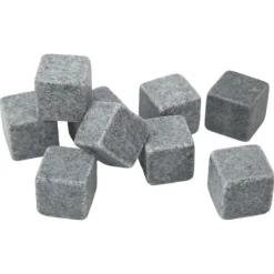 Whiskystenar-Granit Whiskey Stones Set för whisky, gin, vin, vodka - 2 cm iskuber med flanellpåse