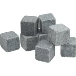 Whiskystenar-Granit Whiskey Stones Set för whisky, gin, vin, vodka - 2 cm iskuber med flanellpåse
