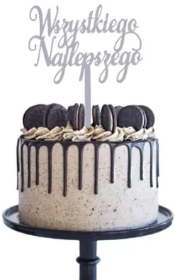 Utrustning För Tårtdekoration-GRATTIS PÅ FÖDELSEDAGEN tårtdekoration akryl silver