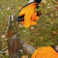 Grytlappar & Grillvantar-Grillhandskar i spaltläder värmeisolerande skållningsskyddande handskar