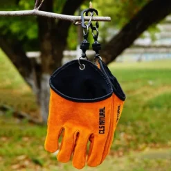 Grytlappar & Grillvantar-Grillhandskar i spaltläder värmeisolerande skållningsskyddande handskar