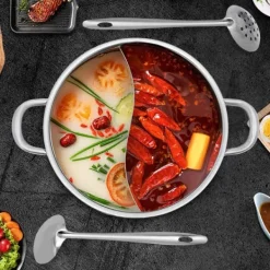 Elektriska Stekpannor & Wokar-Grytan, 304 rostfritt stål, 32 cm diameter, dubbel smakdesign, inkluderar glaslock, lätt att rengöra