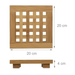 Karottunderlägg-Grytunderlägg set, 4x20x20 cm, Natur, Bambumaterial