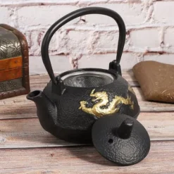 Guld Dragon Iron Tekanna - 0,3L kapacitet, japansk stil, skrivbordsdekoration