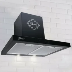 Köksfläktar-GURARI GCH 462 BL 6 Prime + kolfilter, köksfläkt 60 cm / 1000 m³/h / köksfläkt i svart + kolfilter