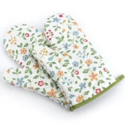 Halkfria blomgräsugnshandskar - Värmebeständiga vantar för matlagning