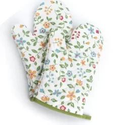 Halkfria blomgräsugnshandskar - Värmebeständiga vantar för matlagning