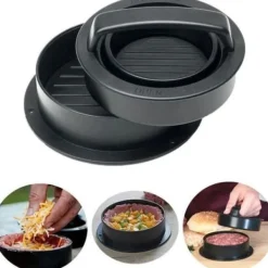 Pressar-Hamburgerpress - KONVINIT - 3 i 1 - Avtagbar - Lätt att använda - Svart