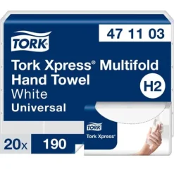 Handduk TORK Uni H2 2-lag vit 3800/fp